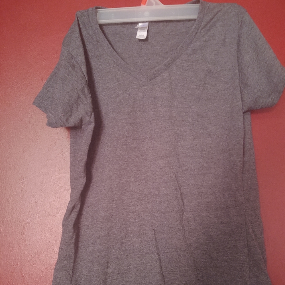 Plain grey v-neck T-shirt